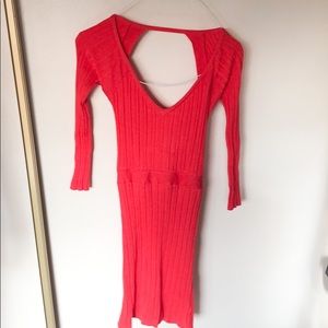 Arden B. Bright coral open back sweater dress. Women’s size XS